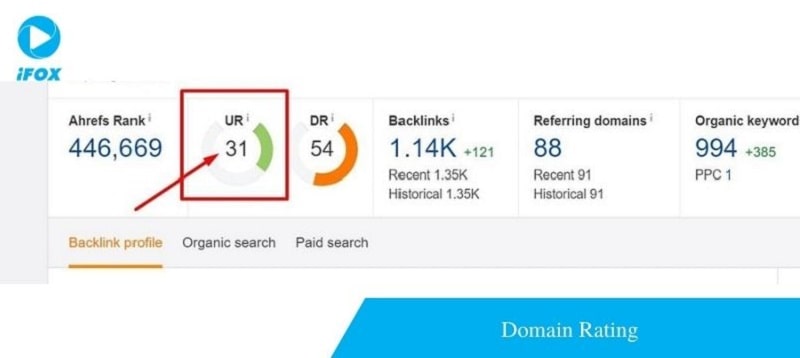 Tính năng Domain Rating (Xếp hạng tên miền) trên Ahrefs