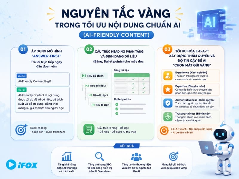 Nguyên tắc vàng trong tối ưu nội dung chuẩn AI (AI-Friendly Content) Nguyên tắc vàng trong tối ưu nội dung chuẩn AI (AI-Friendly Content)