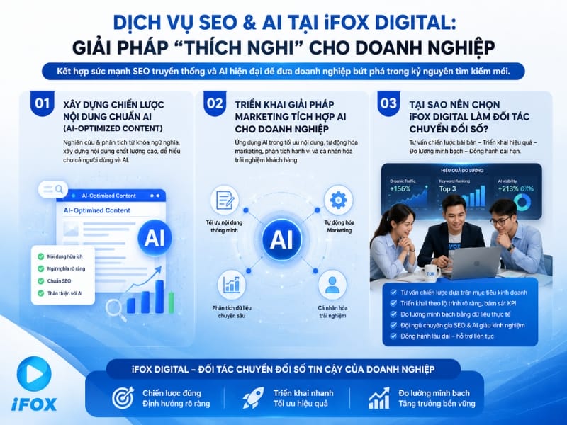 Dịch vụ SEO & AI tại iFox Digital: Giải pháp "thích nghi" cho doanh nghiệp Dịch vụ SEO & AI tại iFox Digital: Giải pháp "thích nghi" cho doanh nghiệp