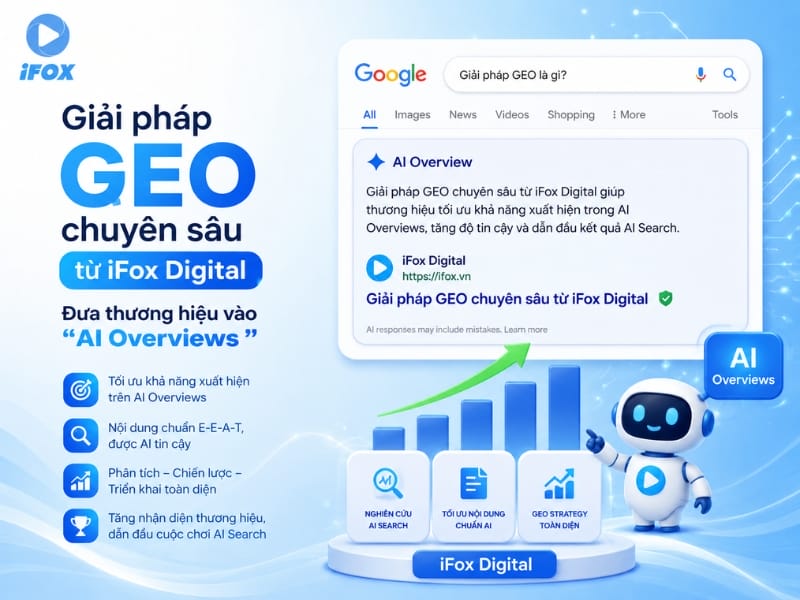 Giải pháp GEO chuyên sâu từ iFox Digital – Đưa thương hiệu vào AI Overviews Giải pháp GEO chuyên sâu từ iFox Digital – Đưa thương hiệu vào AI Overviews