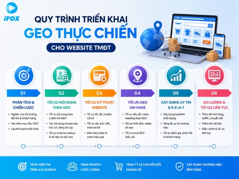 Quy trình triển khai GEO thực chiến cho Website TMĐT (Mở rộng) Quy trình triển khai GEO thực chiến cho Website TMĐT (Mở rộng)