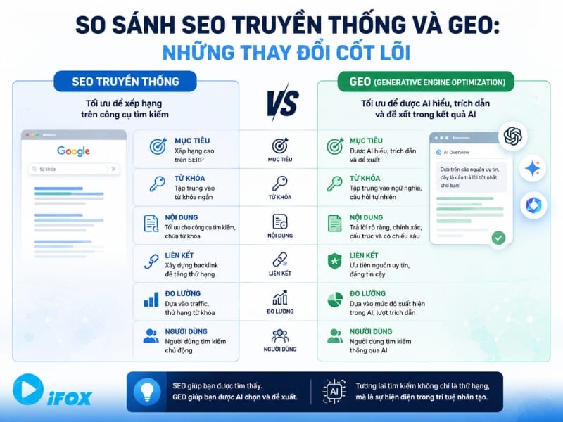So sánh SEO truyền thống và GEO: Những thay đổi cốt lõi