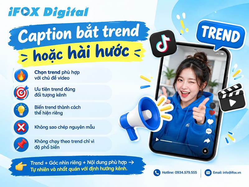 Caption bắt trend hoặc hài hước