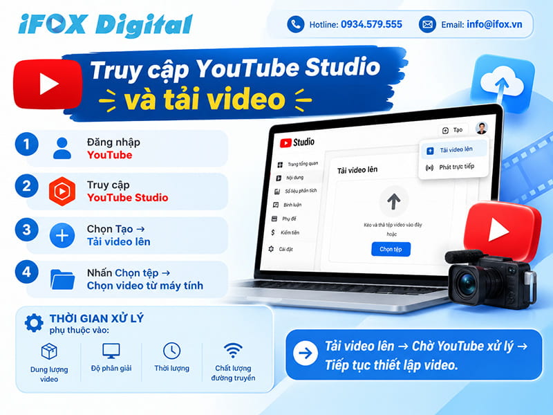 Truy cập YouTube Studio và tải video