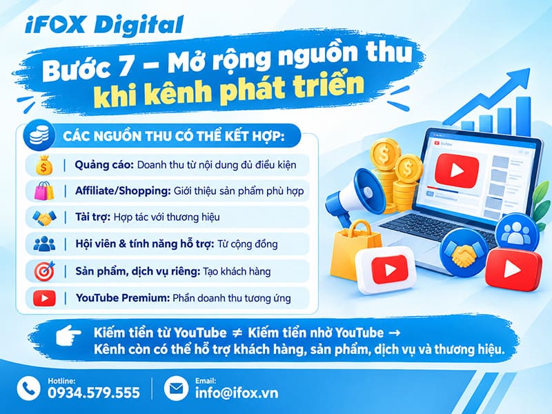 Bước 7 – Mở rộng nguồn thu khi kênh phát triển