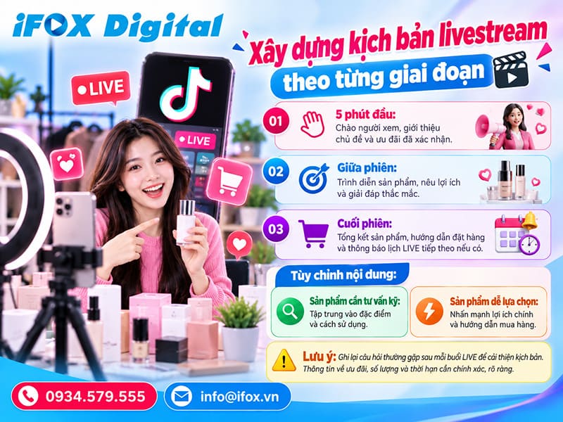 Xây dựng kịch bản livestream theo từng giai đoạn