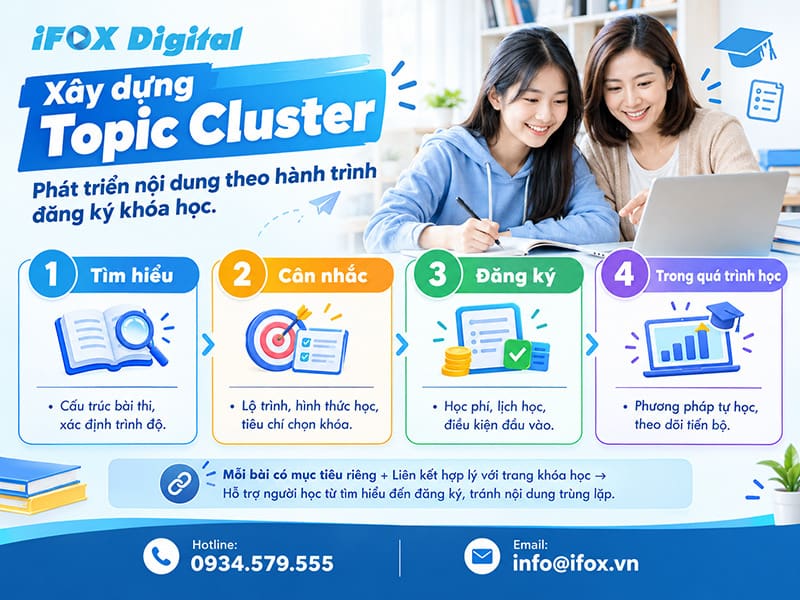 Xây dựng Topic Cluster – Phát triển nội dung theo hành trình đăng ký khóa học