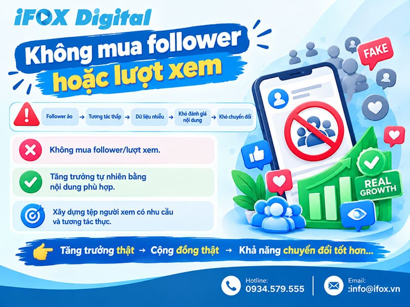 Không mua follower hoặc lượt xem