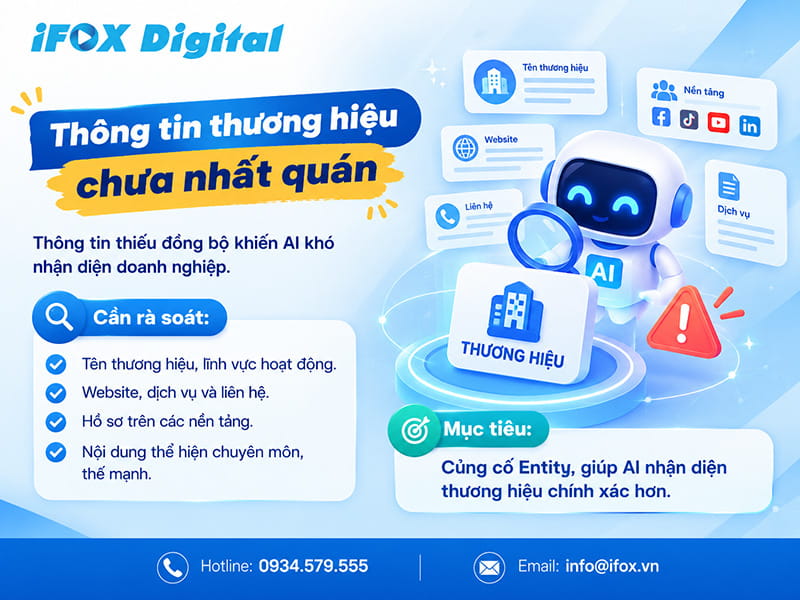 Thông tin thương hiệu chưa nhất quán