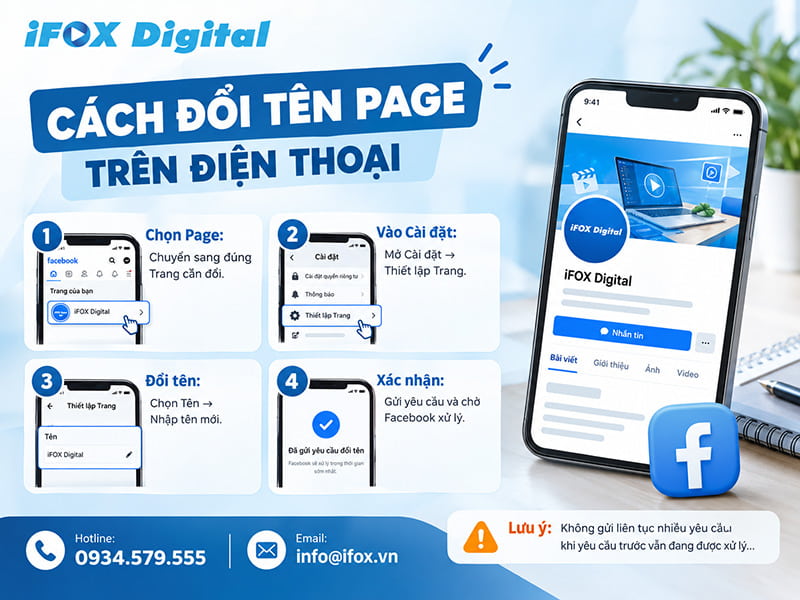 Cách thay đổi tên trang Facebook trên điện thoại