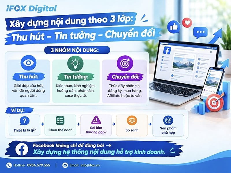 Xây dựng nội dung theo 3 lớp: Thu hút – Tin tưởng – Chuyển đổi