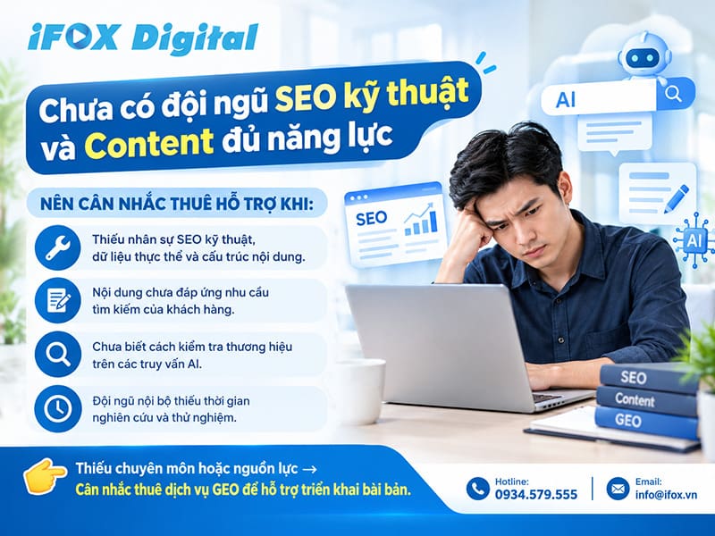 Chưa có đội ngũ SEO kỹ thuật và Content đủ năng lực