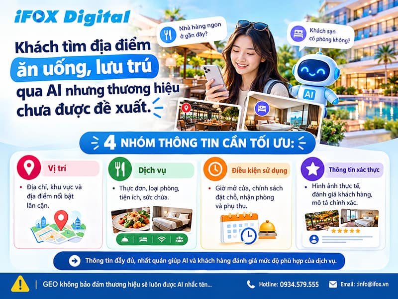 Khách tìm địa điểm ăn uống, lưu trú qua AI nhưng thương hiệu chưa được đề xuất