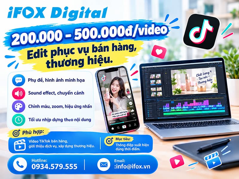 200.000 – 500.000đ/video: Edit phục vụ bán hàng, thương hiệu