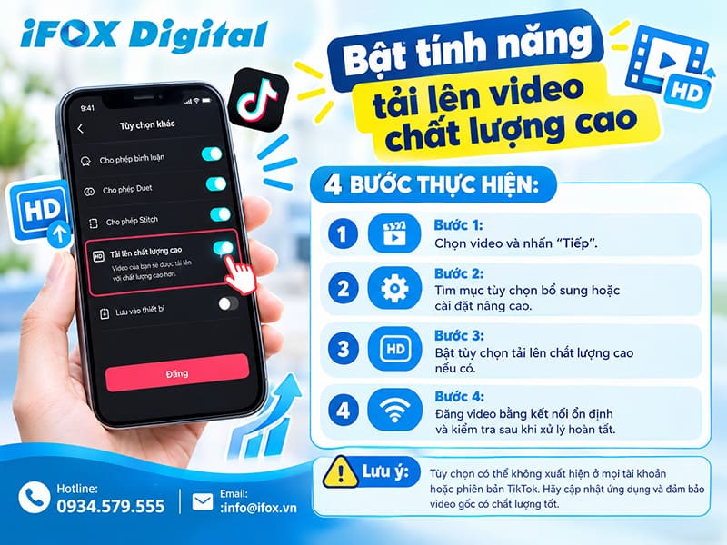 Bật tính năng tải lên video chất lượng cao