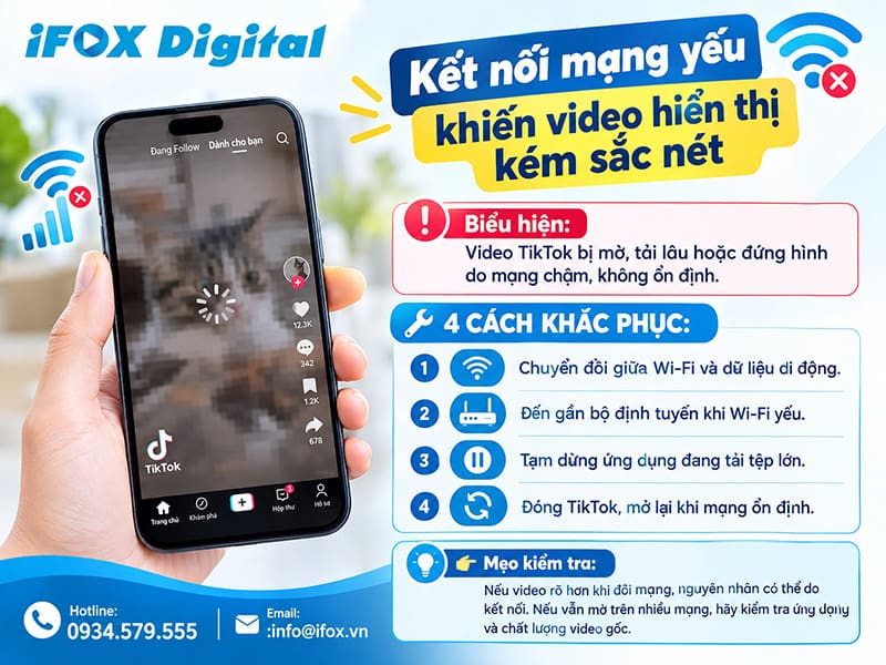 Kết nối mạng yếu khiến video hiển thị kém sắc nét